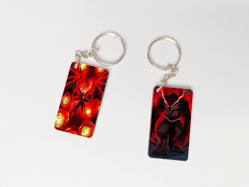 OUTFITQUE OUTFITQUE Premium (Pack of 2) Anime- 488 Printed Long Keychain For Bike, Scooty, Car, MDF Keyholder - Image 1