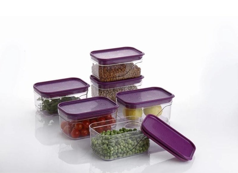 Arto Clear Food Storage Containers with Purple Lids, Rectangular Shape, (POF-5) - Image 5