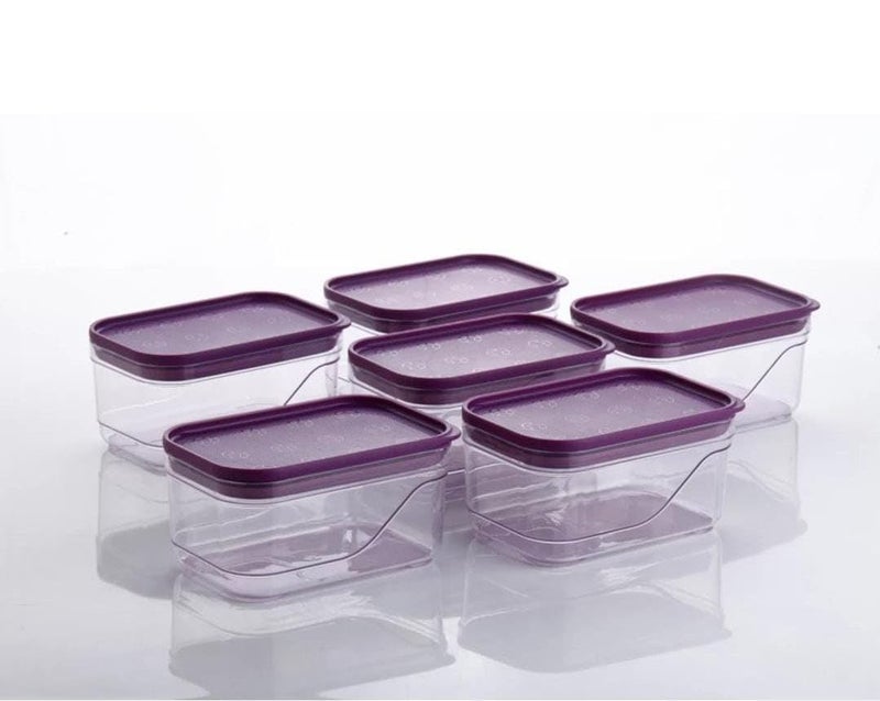 Arto Clear Food Storage Containers with Purple Lids, Rectangular Shape, (POF-5) - Image 4
