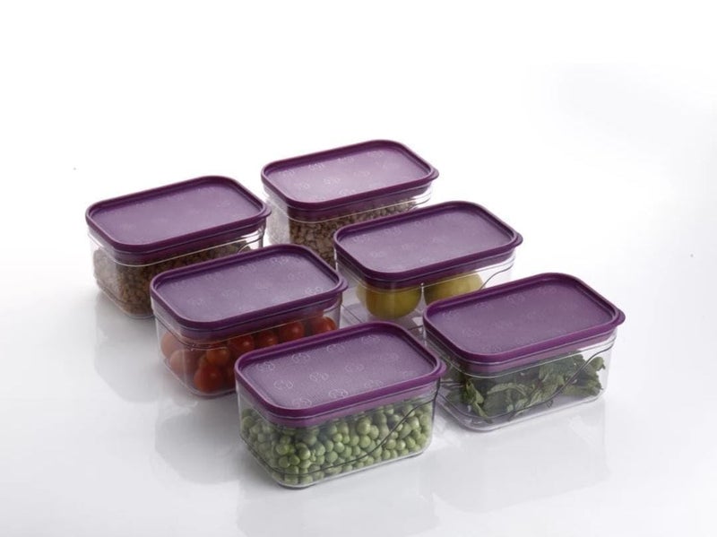 Arto Clear Food Storage Containers with Purple Lids, Rectangular Shape, (POF-5) - Image 3
