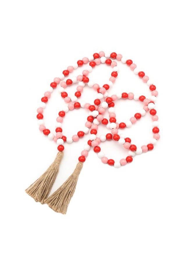 HSONAIGEE 78 Inch Wooden Bead Garland with Tassel, Valentine's Day Wood Bead Garland for Tiered Tray Decorative Beads Home Decor - Image 1