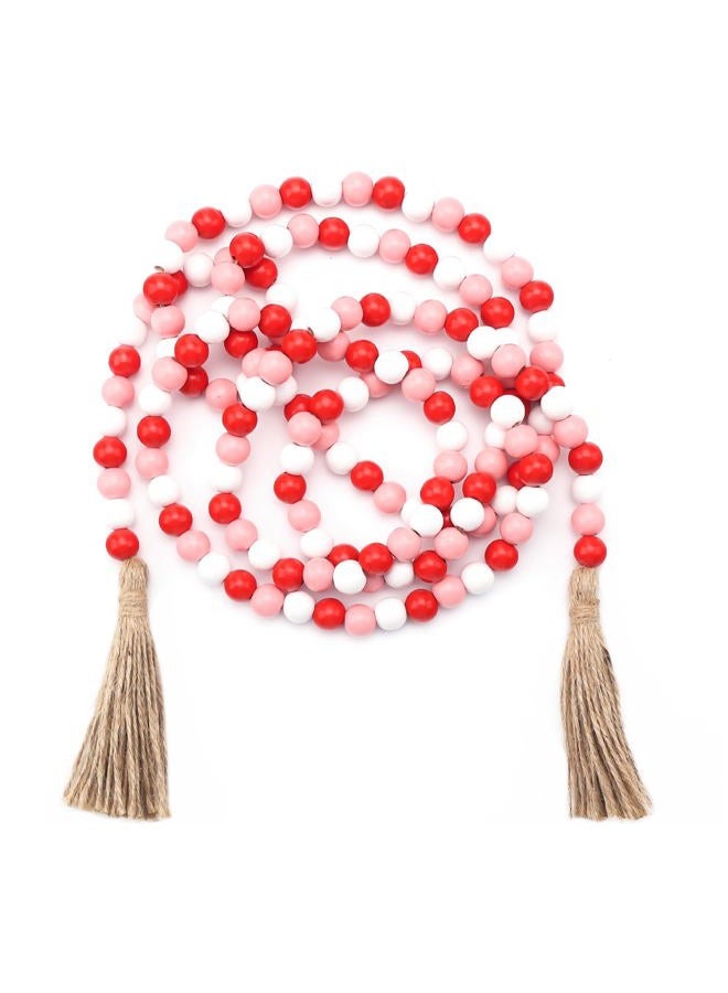 HSONAIGEE 78 Inch Wooden Bead Garland with Tassel, Valentine's Day Wood Bead Garland for Tiered Tray Decorative Beads Home Decor - Image 2