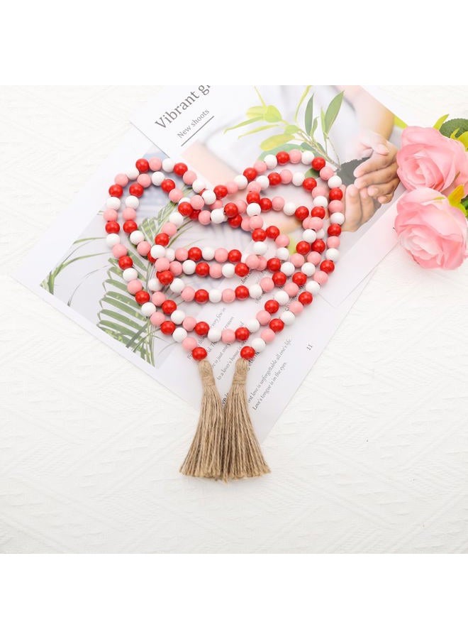 HSONAIGEE 78 Inch Wooden Bead Garland with Tassel, Valentine's Day Wood Bead Garland for Tiered Tray Decorative Beads Home Decor - Image 5