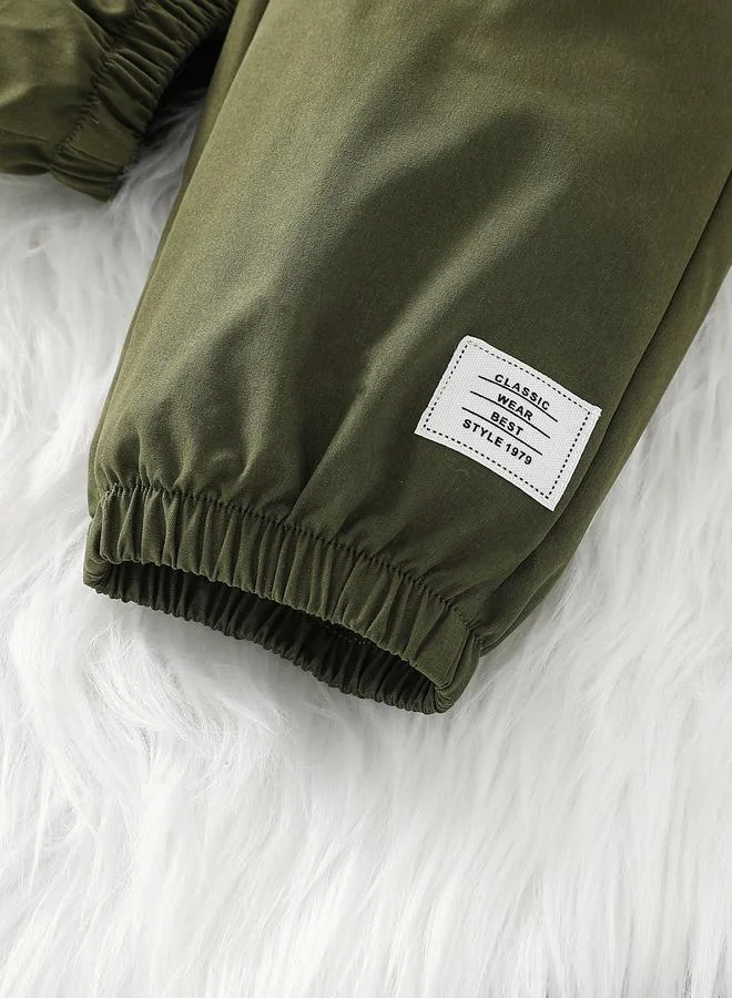 Take Two Take Two Girls Olive Cold Shoulder Top and Belted Joggers Set