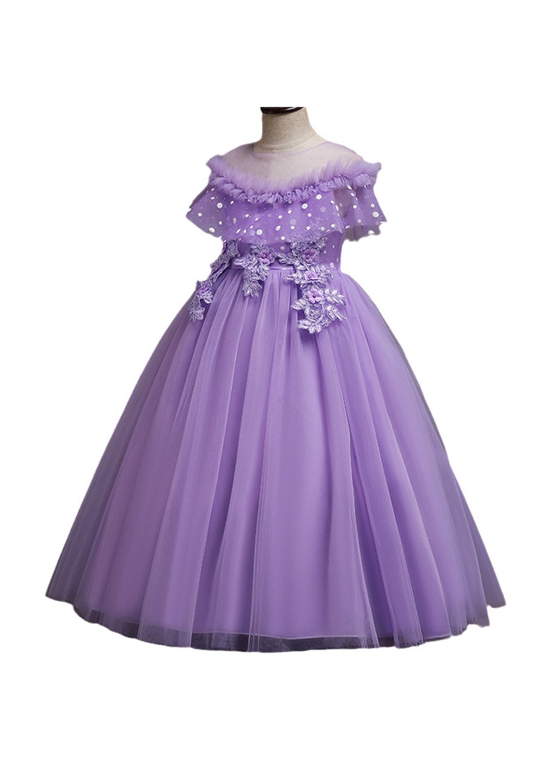 Girls' Mesh Long Princess Dress Girls' Performance Costumes Flower Girl Costumes - Image 1