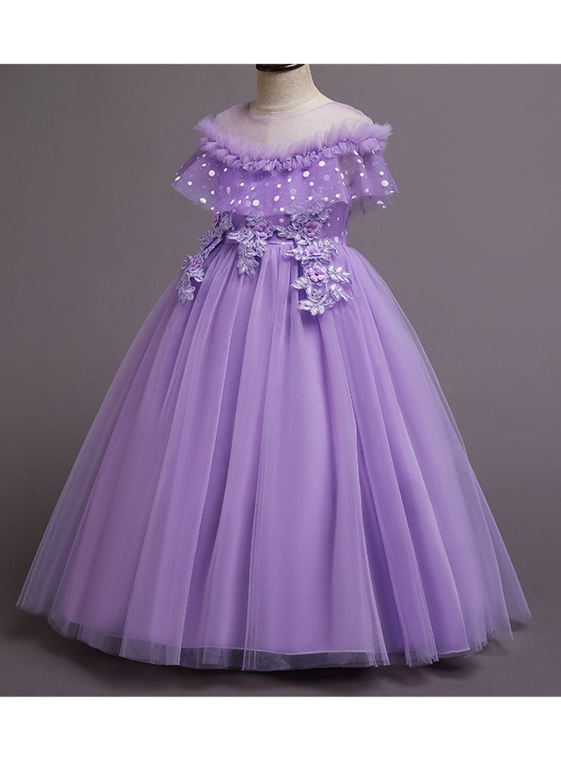 Girls' Mesh Long Princess Dress Girls' Performance Costumes Flower Girl Costumes - Image 2