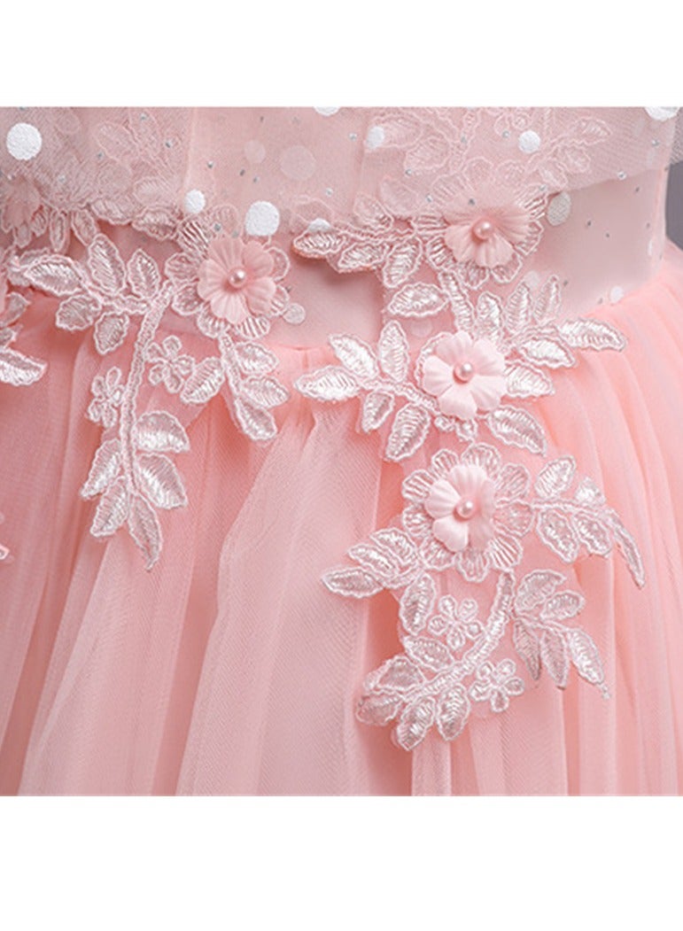 Girls' Mesh Long Princess Dress Girls' Performance Costumes Flower Girl Costumes - Image 4