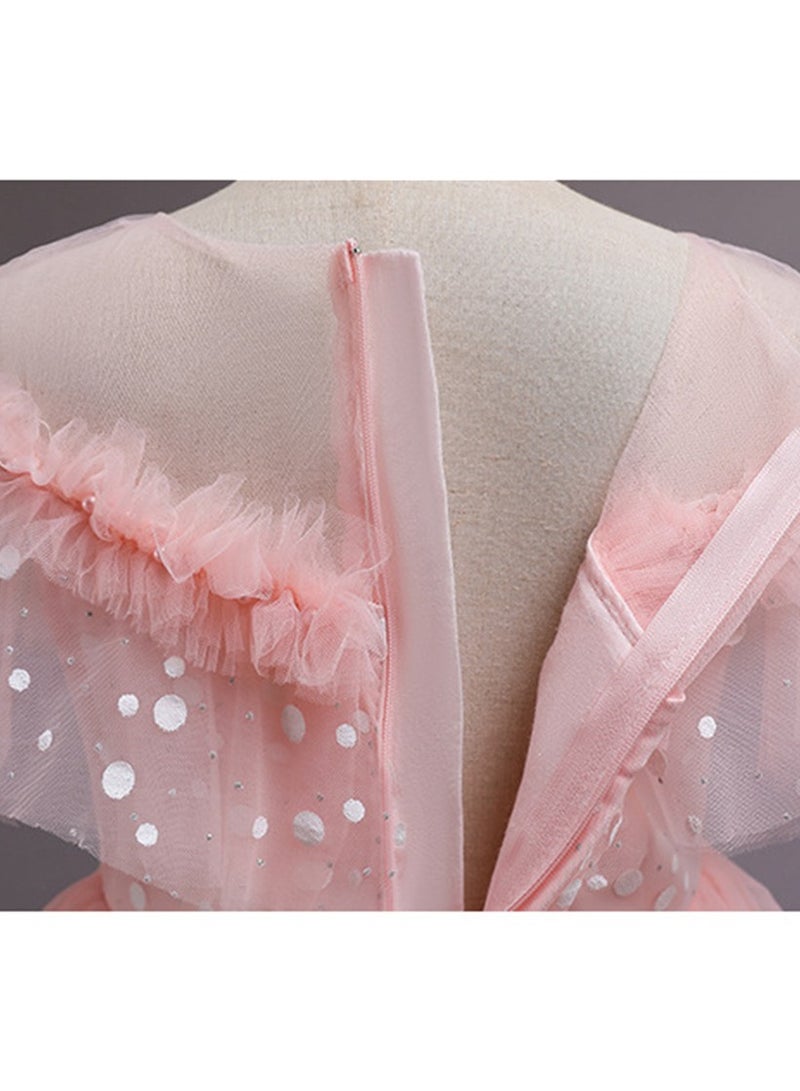 Girls' Mesh Long Princess Dress Girls' Performance Costumes Flower Girl Costumes - Image 3