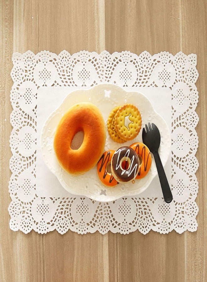 YESON 12 inch x 16 inch Rectangle Paper Doilies/Lace Paper Placemats/Disposable Greaseproof Doilies,White,Pack of 100 - Image 2