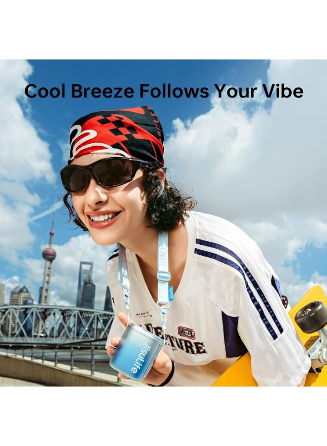 JisuLife Life5 4-in-1 Portable Neck Fan 4500mAh Rechargeable Bladeless Hands-Free Fan with 100 Speed Levels, LED Display, Lightweight USB Personal Cooling Fan for Travel, Office, Outdoor, Walking, Sports & UAE Summer - Blue - Image 5