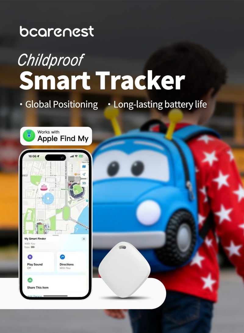 Bcarenest smart Bluetooth tracker, a child tracking device for preventing children from getting lost, compatible with Apple Find My (iOS only). It can locate children's backpacks, wallets, bicycles, luggage, and other items, similar in function to the Apple Airtag (white) - Image 2