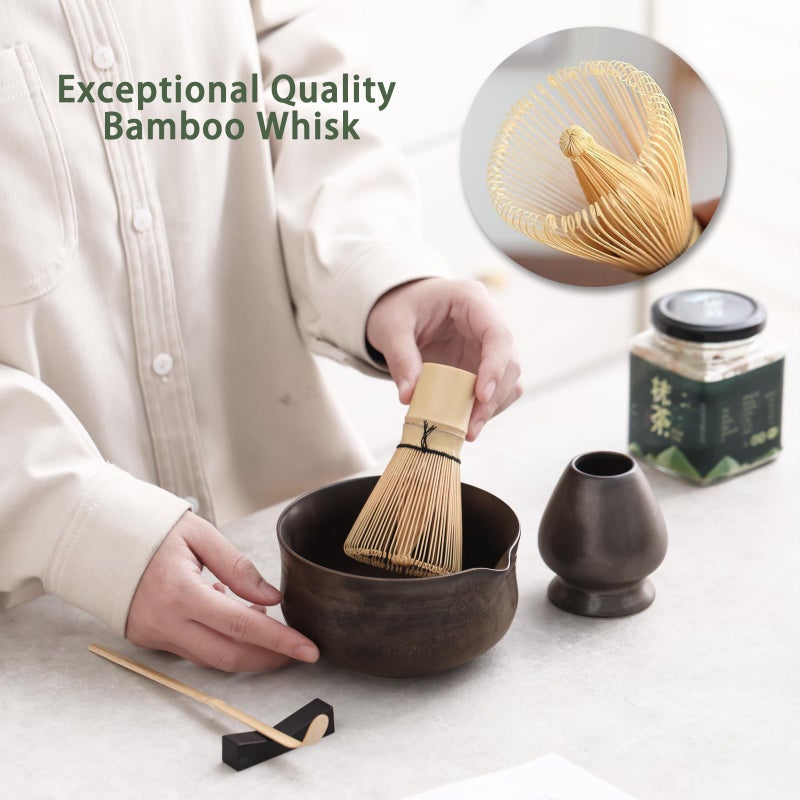 Ochcahser Matcha Set, Japanese Tea Set Includes Matcha Bowl with Spout, Matcha Whisk Holder (chasen), Bamboo Matcha Whisk and Bamboo Scoop, Ceramic Matcha Kit for Tea Lovers - Image 2