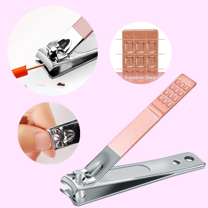 Shicen Manicure Set  Professional Women Nail Clippers Kit 4Pcs  Stainless Steel Nail Cutter Care Tools Professional Grooming Kits  Pu Leather Travel Case (Rose Gold) - Image 3