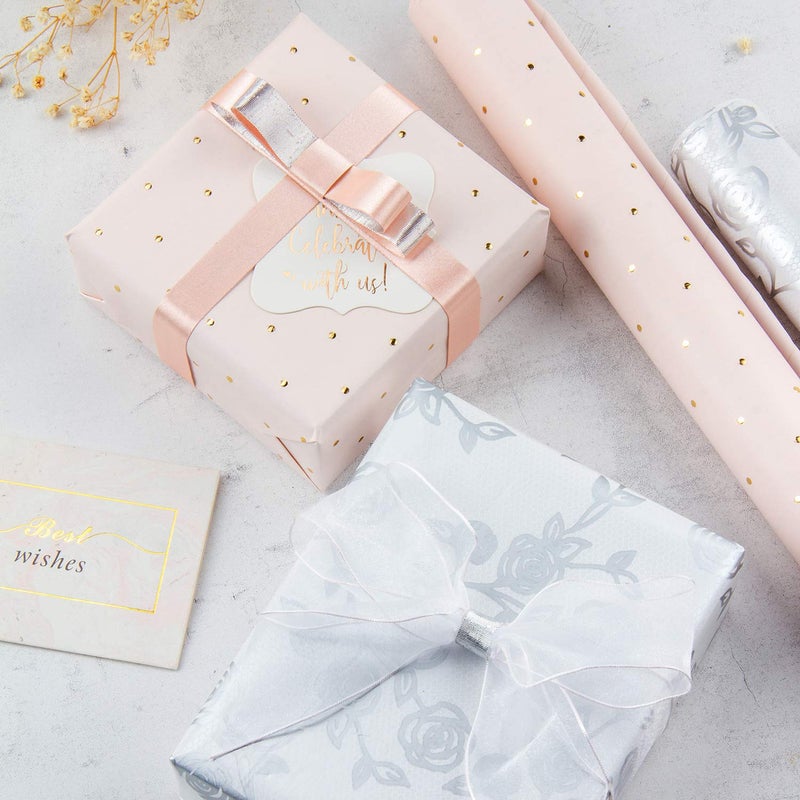 WRAPAHOLIC Wrapping Paper Roll - Elegant Floral and Lace Printed for Wedding, Birthday, Holiday, Party, Baby Shower - 4 Rolls - 30 Inch X 120 Inch Per Roll - Image 4