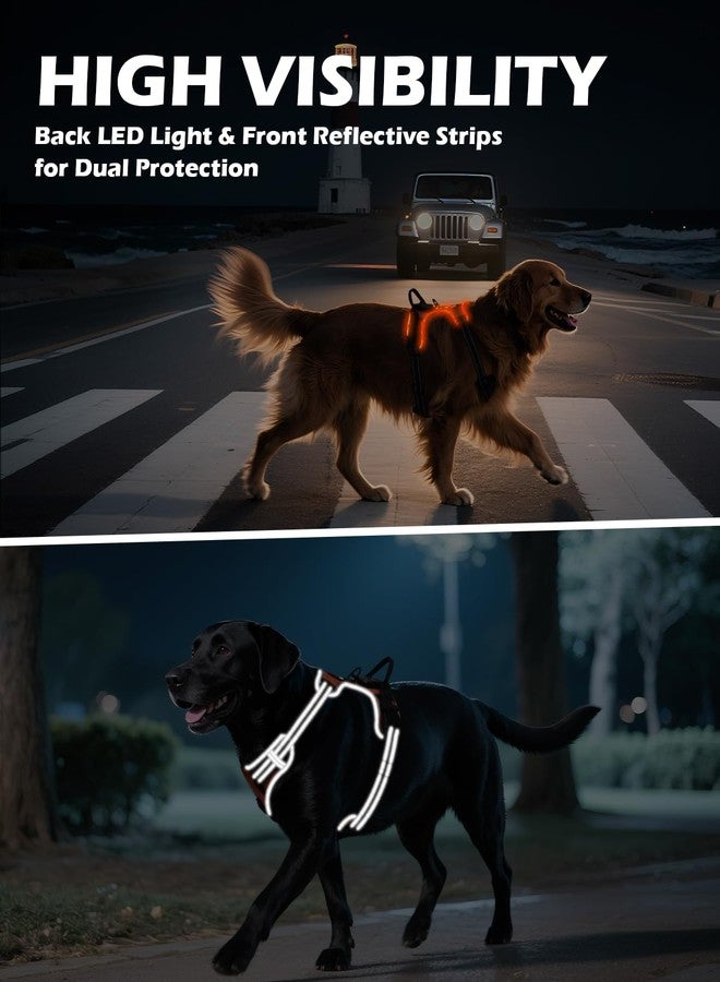 Joytale Light Up Dog Harness, No Pull Dog Harness USB Rechargeable for Night Walking with 3 Lightning Modes and Soft Handle, Adjustable Reflective Lighted Safety Vest, Orange, Large - Image 4
