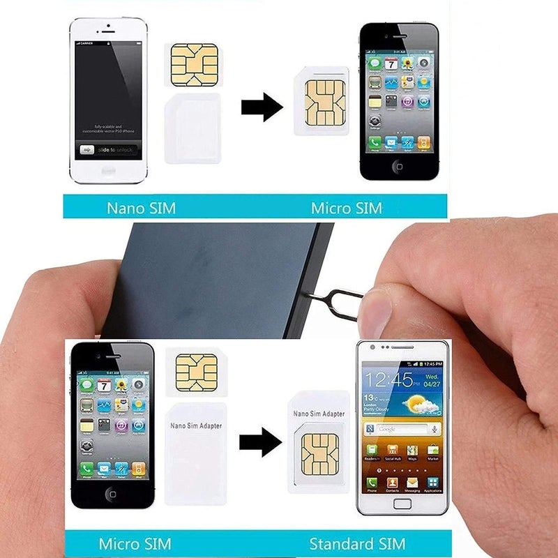Storite 10-Pack SIM Card Adapter Kit Nano to Micro - Nano to Regular - Micro to Regular with Eject Pin Needle (Black) - Image 4