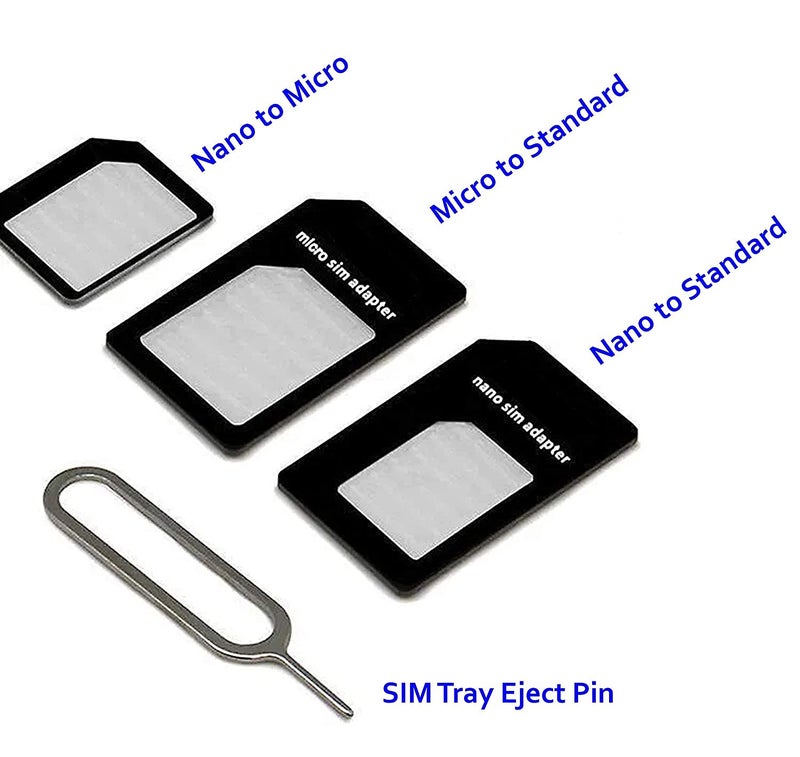 Storite 10-Pack SIM Card Adapter Kit Nano to Micro - Nano to Regular - Micro to Regular with Eject Pin Needle (Black) - Image 3