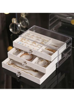 KITCHENOO coobest Jewelry Box, 3 Drawer Jewelry Holder Organizer, Jewelry Boxes & Organizers with Earring Organizer, Jewelry Holder Box, Clear Jewelry Organizer Box for Jewelry Storage, Mothers Day Gifts  - Image 1