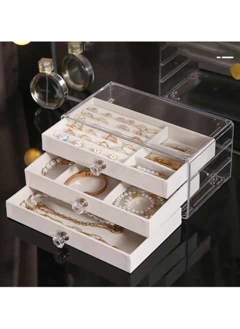 coobest Jewelry Box, 3 Drawer Jewelry Holder Organizer, Jewelry Boxes & Organizers with Earring Organizer, Jewelry Holder Box, Clear Jewelry Organizer Box for Jewelry Storage, Mothers Day Gifts