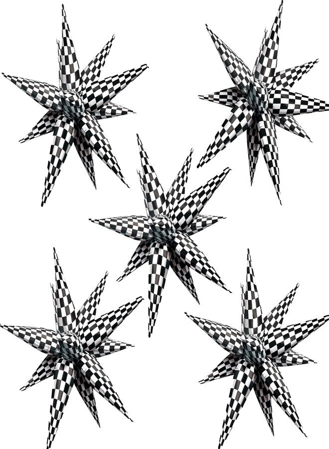 ZAKVOOR 60 Pcs Star Balloons 12 Spike Foil Explosion Party Decoration Balloons for Wedding Birthday Anniversary Backdrop (Plaid) - Image 1