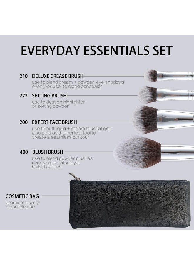 Energy Makeup Brush Set Premium Foundationbronzerblushconcealereyeshadow Contour With Liquid Cream Powders Blending Highlighting Buffing Professional Essential Face Brushes With Travel Case 4Pcs - Image 2