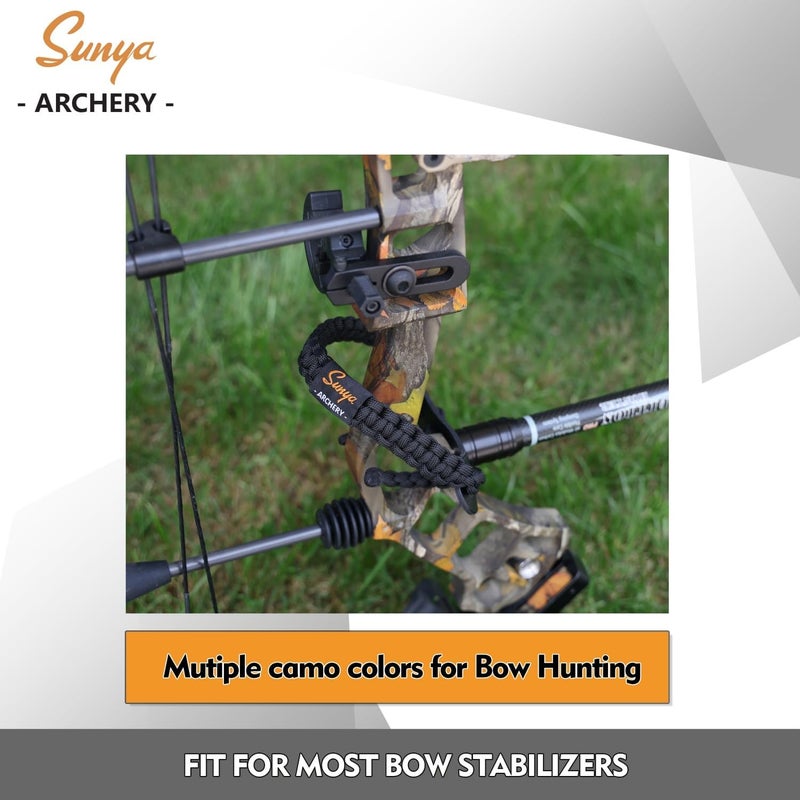 Sunya Archery Bow Wrist Sling, 550 Paracord Strap Comfortable on Hand.100% Full Grain Leather Yoke, Multiple Camo Colors.Fit Compound Bow Stabilizer & Recurve. - Image 4