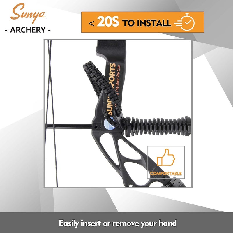 Sunya Archery Bow Wrist Sling, 550 Paracord Strap Comfortable on Hand.100% Full Grain Leather Yoke, Multiple Camo Colors.Fit Compound Bow Stabilizer & Recurve. - Image 5