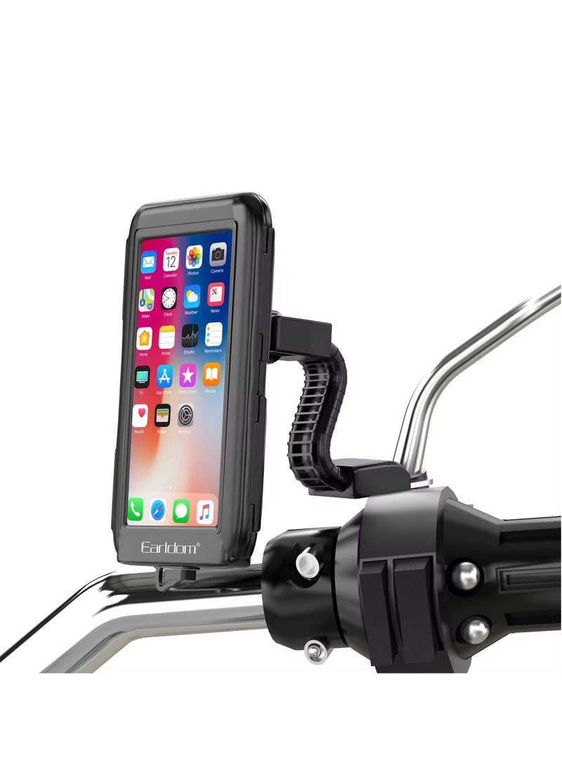 Earldom EH139 360° Rotation Motorcycle Bracket – Universal Waterproof Phone Holder for Motorcycles, Adjustable Handlebar Mount, Touchscreen-Compatible, One-Handed Operation, Fits Smartphones Up to 6.8 Inches – Black - Image 2