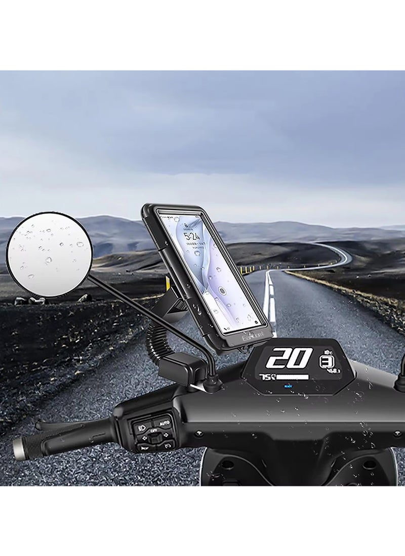 Earldom EH139 360° Rotation Motorcycle Bracket – Universal Waterproof Phone Holder for Motorcycles, Adjustable Handlebar Mount, Touchscreen-Compatible, One-Handed Operation, Fits Smartphones Up to 6.8 Inches – Black - Image 5
