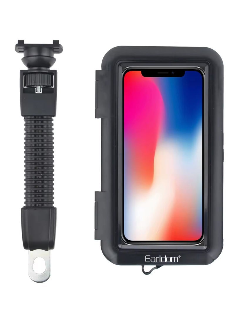 Earldom EH139 360° Rotation Motorcycle Bracket – Universal Waterproof Phone Holder for Motorcycles, Adjustable Handlebar Mount, Touchscreen-Compatible, One-Handed Operation, Fits Smartphones Up to 6.8 Inches – Black - Image 1