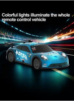 gearbox Luminous Remote Control Car, Light Up RC Car Toys, 2.4GHz 1:22 Scale 15KM/H Off-Road with Cool LED Lights Racing Rechargeable Toy Car for Christmas Birthday Kids Boys for 6-7 8-12 Year Old- Blue  - Image 2