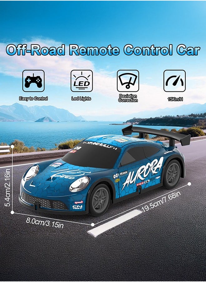 gearbox Luminous Remote Control Car, Light Up RC Car Toys, 2.4GHz 1:22 Scale 15KM/H Off-Road with Cool LED Lights Racing Rechargeable Toy Car for Christmas Birthday Kids Boys for 6-7 8-12 Year Old- Blue  - Image 4