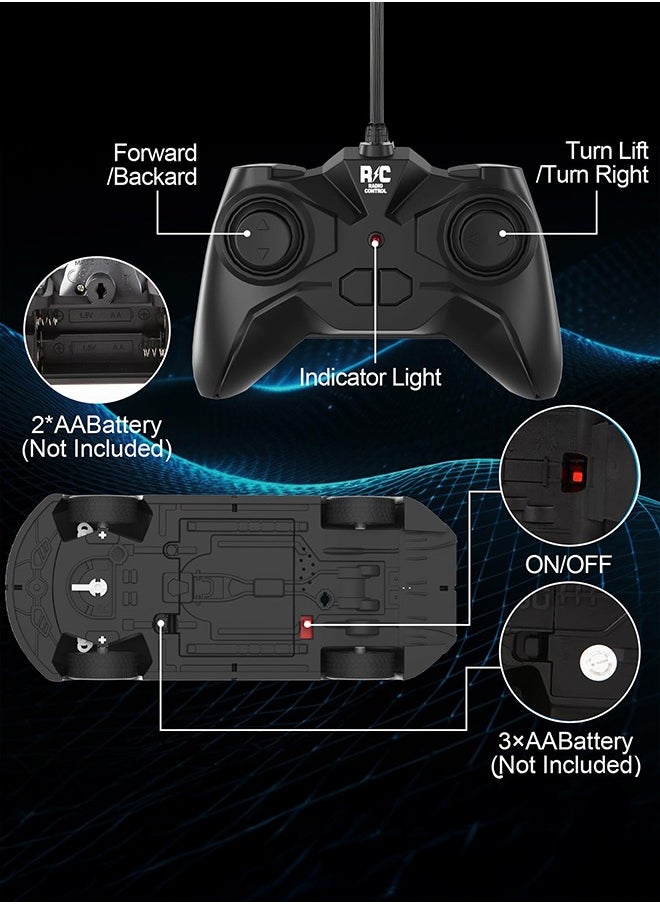 gearbox - Luminous Remote Control Car, Light Up RC Car Toys, 2.4GHz 1:22 Scale 15KM/H Off-Road with Cool LED Lights Racing Rechargeable Toy Car for Christmas Birthday Kids Boys for 6-7 8-12 Year Old- Blue - Image 1