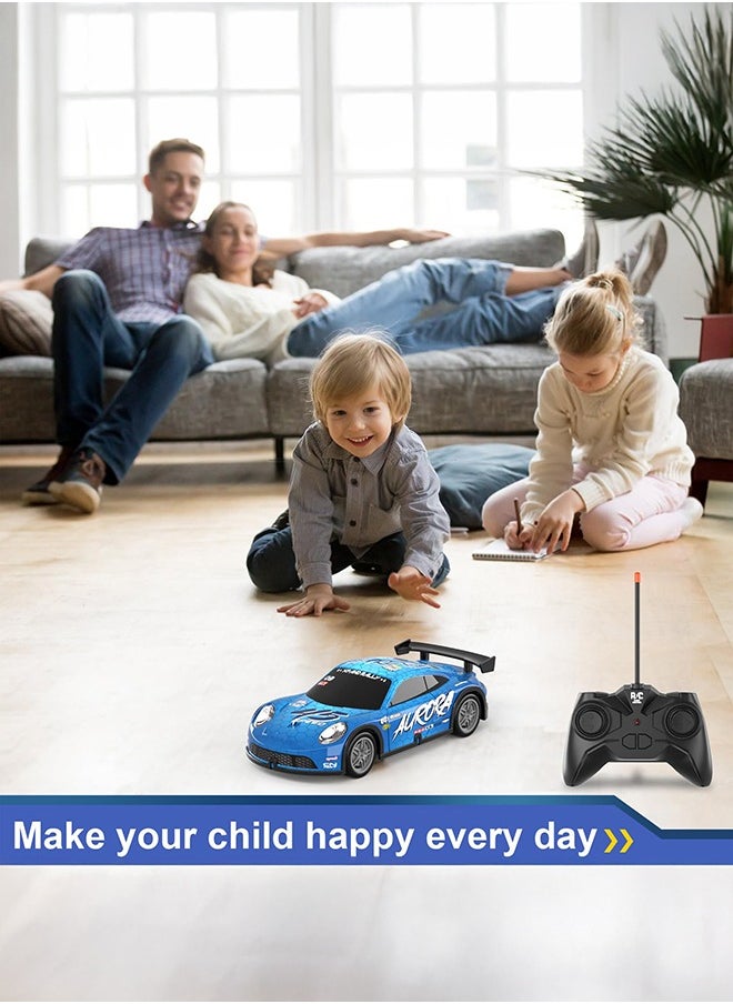 gearbox - Luminous Remote Control Car, Light Up RC Car Toys, 2.4GHz 1:22 Scale 15KM/H Off-Road with Cool LED Lights Racing Rechargeable Toy Car for Christmas Birthday Kids Boys for 6-7 8-12 Year Old- Blue - Image 1