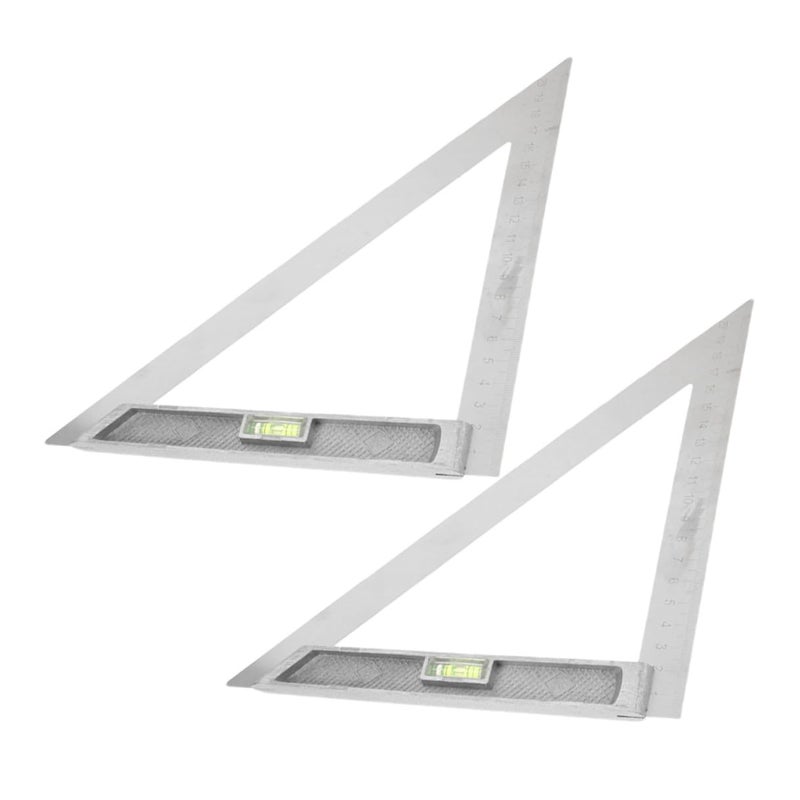 Kisangel 2pcs 90 Degree Positioning Squares with Level, Woodworking Measuring Rulers for Carpentry Layout, Metal Construction Triangular Measuring Tools for Professional Carpenters - Image 1