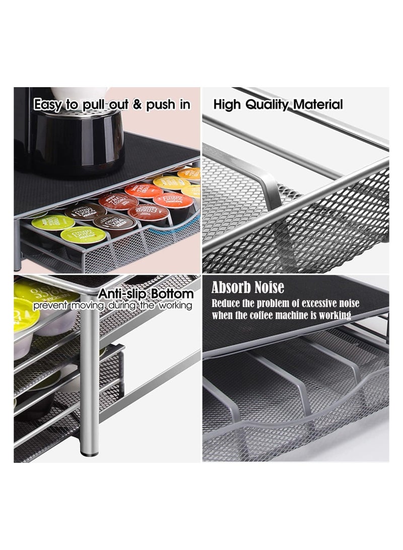 BLOOMING TIME Coffee Pod Holder And Coffee Machine Stand Anti Vibration Non Slip Surface Mesh Drawer Rack For 36Pcs-Cup Capsules - Image 5