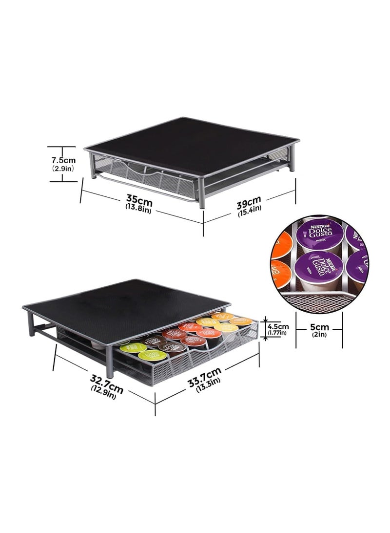BLOOMING TIME Coffee Pod Holder And Coffee Machine Stand Anti Vibration Non Slip Surface Mesh Drawer Rack For 36Pcs-Cup Capsules - Image 2