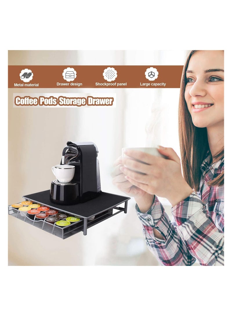 BLOOMING TIME Coffee Pod Holder And Coffee Machine Stand Anti Vibration Non Slip Surface Mesh Drawer Rack For 36Pcs-Cup Capsules - Image 4