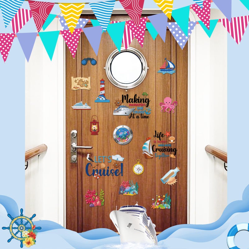 Dazoratix Cruise Door Decorations Magnetic - 16 Pcs Large Nautical Ship Cabin Magnets Stickers Funny Carnival Sea Navigation Anchor Stateroom Decals Cruising Party Decor Refrigerator Car Accessories - Image 5