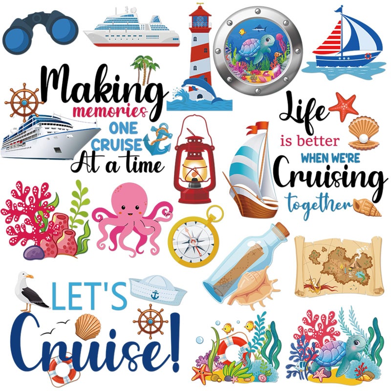 Dazoratix Cruise Door Decorations Magnetic - 16 Pcs Large Nautical Ship Cabin Magnets Stickers Funny Carnival Sea Navigation Anchor Stateroom Decals Cruising Party Decor Refrigerator Car Accessories - Image 1