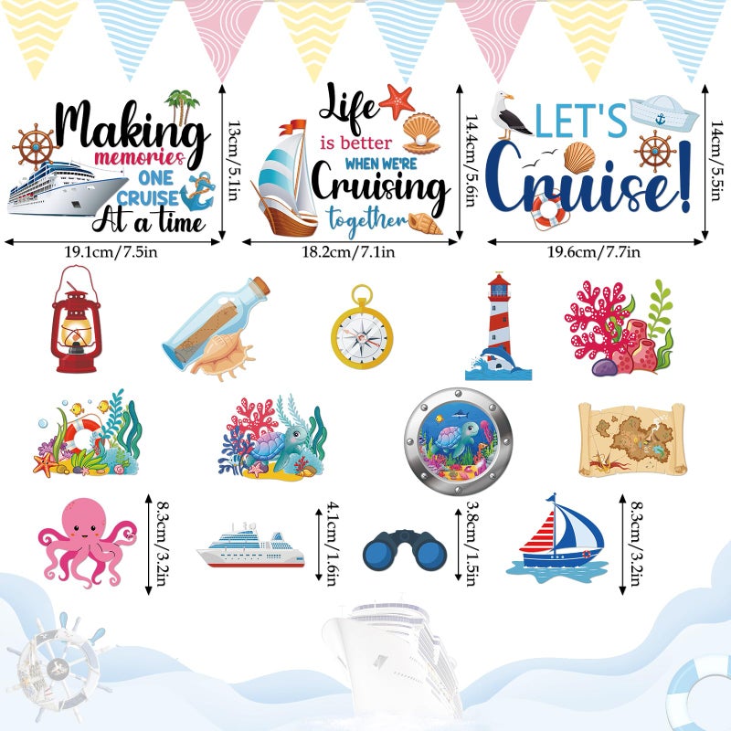 Dazoratix Cruise Door Decorations Magnetic - 16 Pcs Large Nautical Ship Cabin Magnets Stickers Funny Carnival Sea Navigation Anchor Stateroom Decals Cruising Party Decor Refrigerator Car Accessories - Image 2
