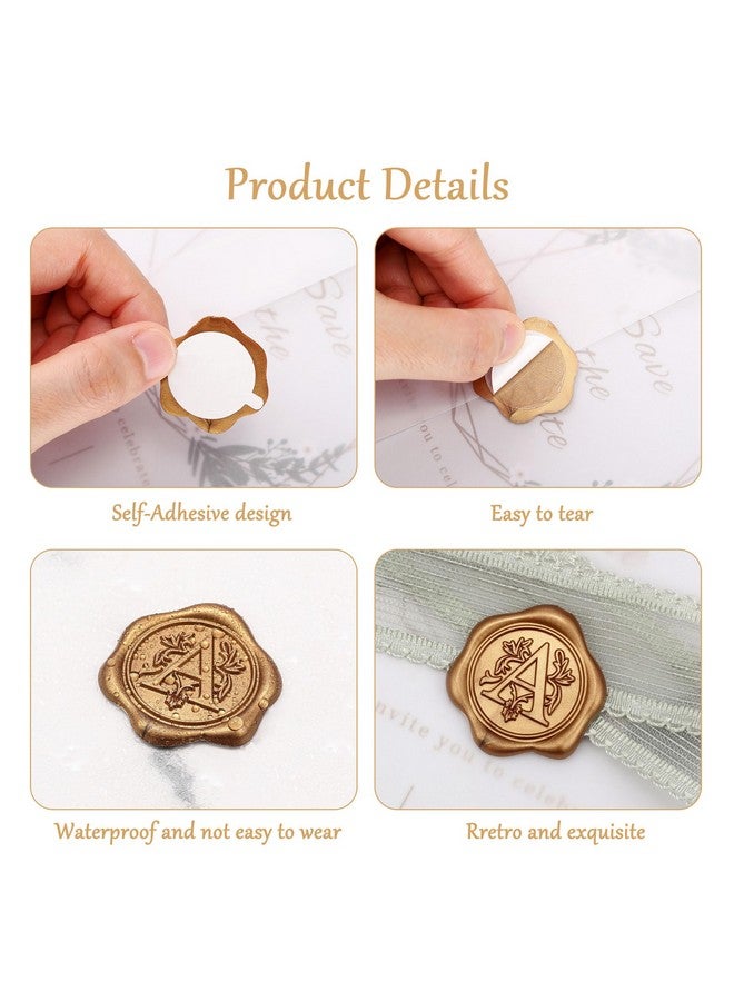 Yoption 50Pcs Initial Alphabet A Adhesive Wax Seal Stickers, Antique Gold Letter Wax Seal Stickers Envelope Seals Self Adhesive Wax Stickers For Wedding Party Birthday Christmas (A) - Image 4
