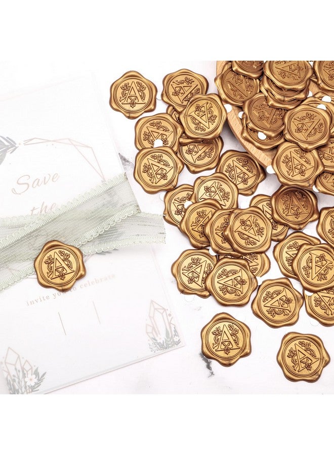 Yoption 50Pcs Initial Alphabet A Adhesive Wax Seal Stickers, Antique Gold Letter Wax Seal Stickers Envelope Seals Self Adhesive Wax Stickers For Wedding Party Birthday Christmas (A) - Image 5