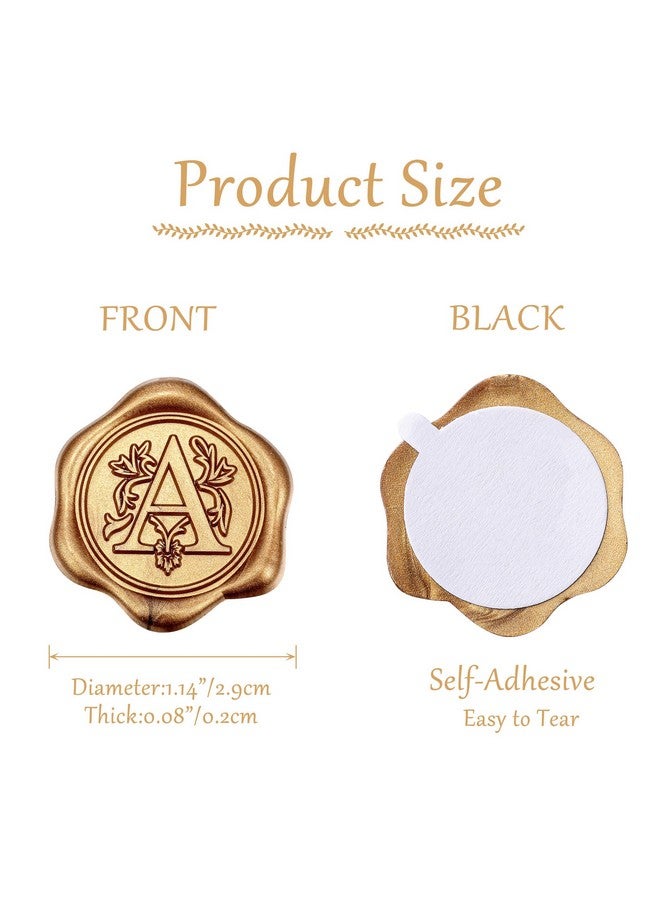 Yoption 50Pcs Initial Alphabet A Adhesive Wax Seal Stickers, Antique Gold Letter Wax Seal Stickers Envelope Seals Self Adhesive Wax Stickers For Wedding Party Birthday Christmas (A) - Image 3