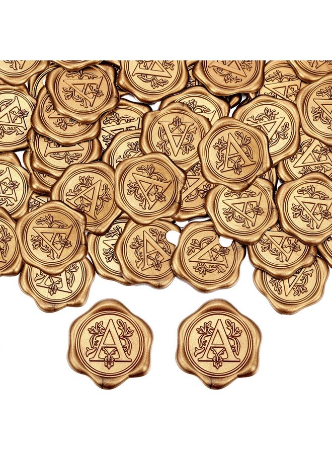 Yoption 50Pcs Initial Alphabet A Adhesive Wax Seal Stickers, Antique Gold Letter Wax Seal Stickers Envelope Seals Self Adhesive Wax Stickers For Wedding Party Birthday Christmas (A) - Image 2