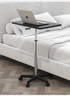 Height adjustable side table that can be used as a laptop workstation with wheels
