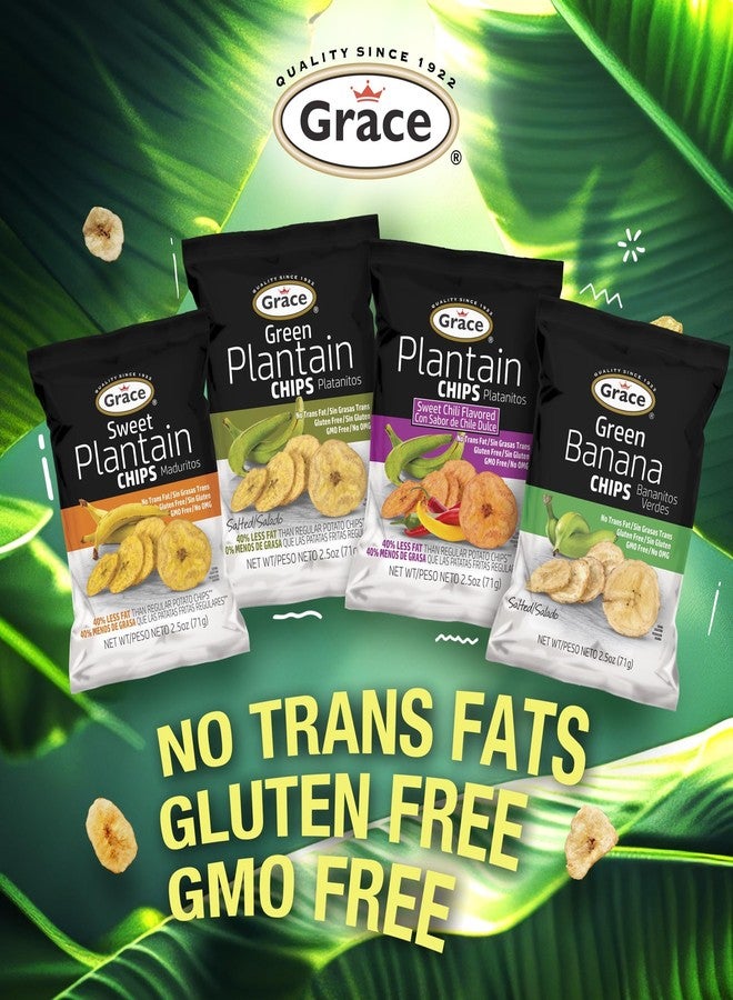 Grace رقائق الموز الأخضر من غريس 2.5 أونصة - 6 عبوات - رقائق الموز الجامايكية خالية من الغلوتين - بلاتانيتوس - غير معدلة وراثيًا وبدون دهون متحولة - Image 4