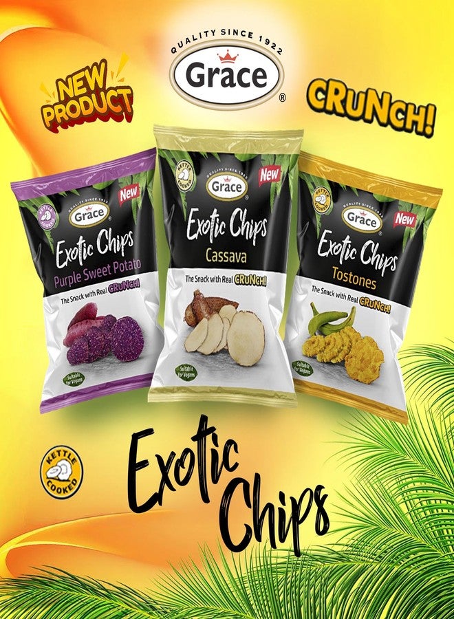 Grace رقائق الموز الأخضر من غريس 2.5 أونصة - 6 عبوات - رقائق الموز الجامايكية خالية من الغلوتين - بلاتانيتوس - غير معدلة وراثيًا وبدون دهون متحولة - Image 5