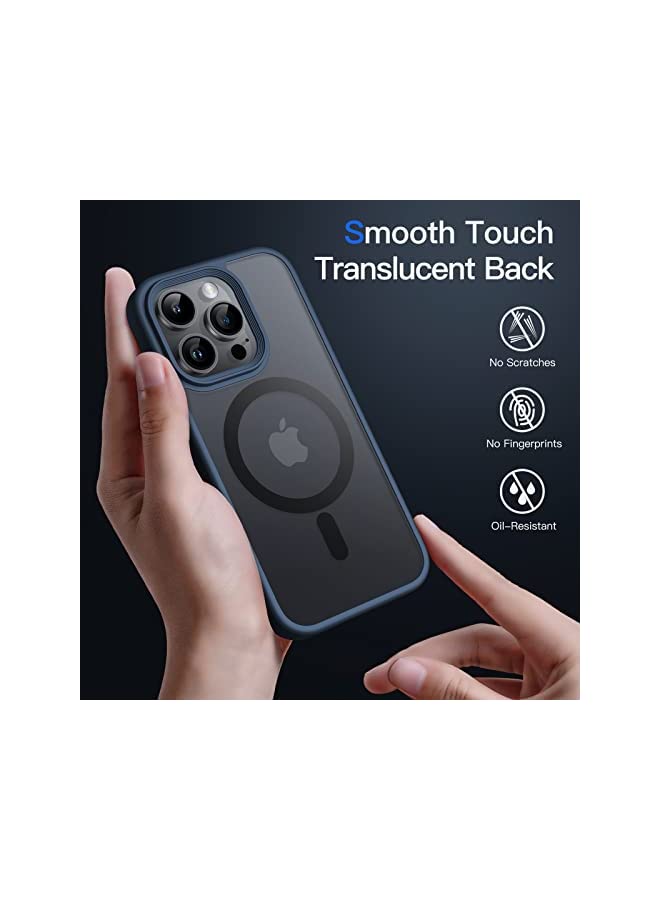 Jetech حافظة مغناطيسية لهاتف iPhone 14 Pro Max مقاس 6.7 بوصة متوافقة مع MagSafe، غطاء خلفي شفاف غير لامع نحيف مقاوم للصدمات (أزرق عاصف) - Image 3