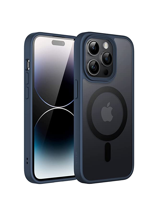 Jetech حافظة مغناطيسية لهاتف iPhone 14 Pro Max مقاس 6.7 بوصة متوافقة مع MagSafe، غطاء خلفي شفاف غير لامع نحيف مقاوم للصدمات (أزرق عاصف) - Image 1